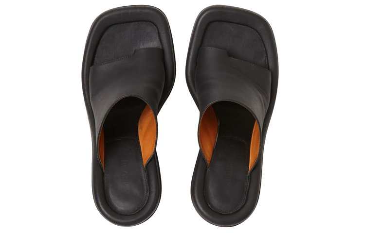 Shop (W) AMBUSH 黑色皮革穆勒鞋 BWIJ001F21LEA0011010