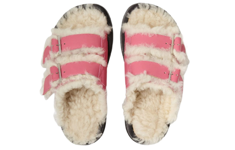 Shop (W) AMBUSH 粉色毛绒凉鞋 BWIH003F21LEA0013232