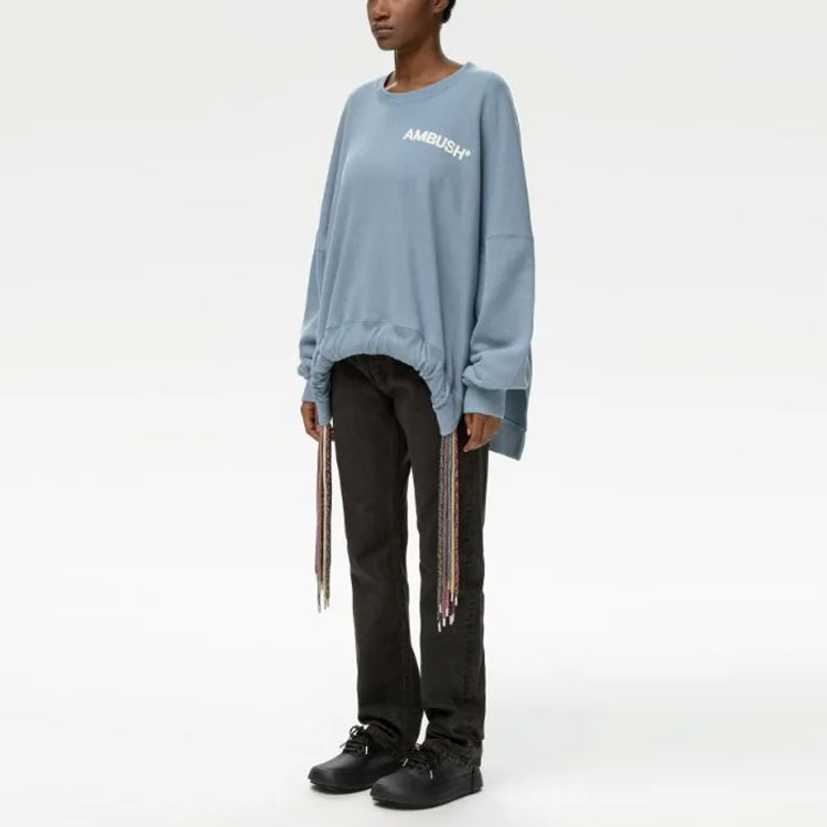 Sizing (W) Sudadera Azul con Cordón AMBUSH SS21 Crewneck. BWBA003S21FLE0014004