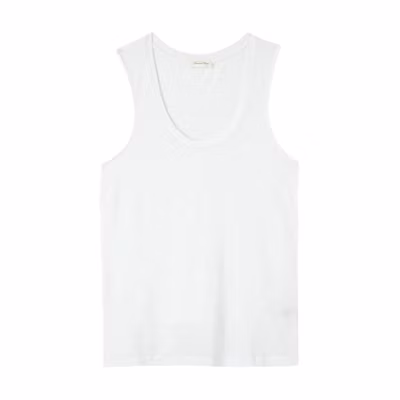 (Women) American Vintage FW24 Jacksonville White Sleeveless Soft Tank Top JAC47H24-BLANC
