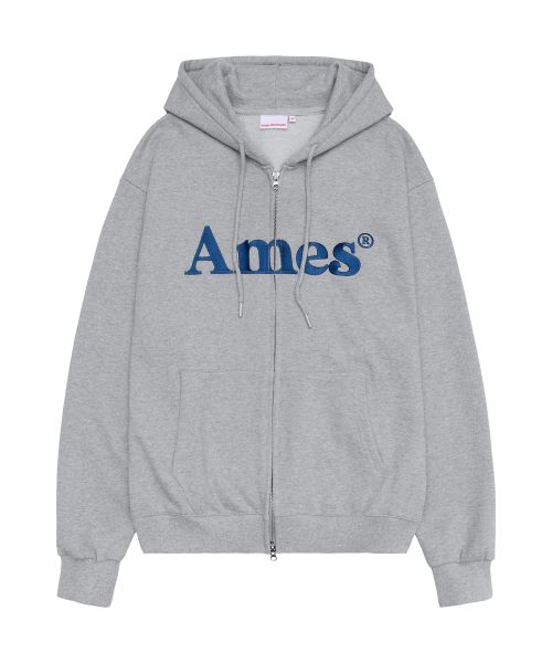 (Women) AMES WORLDWIDE Basic Logo Grey Zip-Up Hoodie AM2EFUM481AGR