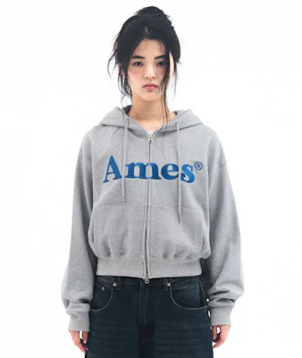 (Women) AMES WORLDWIDE Basic Logo Grey Zip-Up Hoodie AM2EFUM481AGR Lookbook (Women) AMES WORLDWIDE Basic Logo Grey Zip-Up Hoodie AM2EFUM481AGR