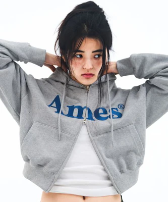 (Women) AMES WORLDWIDE Basic Logo Grey Zip-Up Hoodie AM2EFUM481AGR Purchase (Women) AMES WORLDWIDE Basic Logo Grey Zip-Up Hoodie AM2EFUM481AGR
