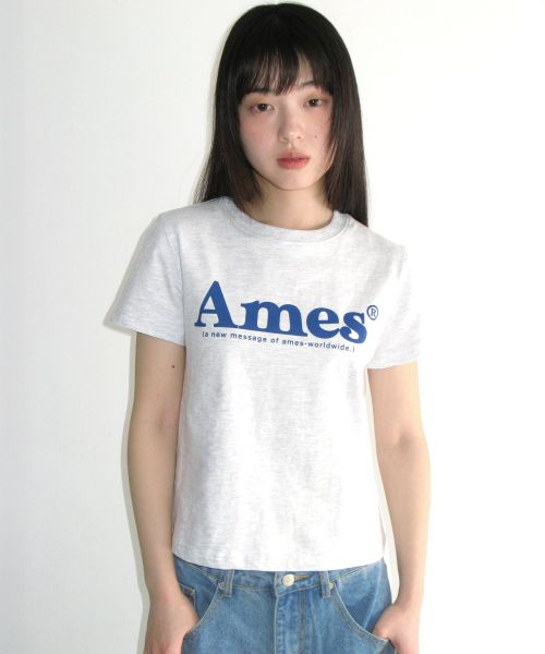 (Women) AMES WORLDWIDE Basic Logo T-Shirt Grey AM2DMUT511AGR