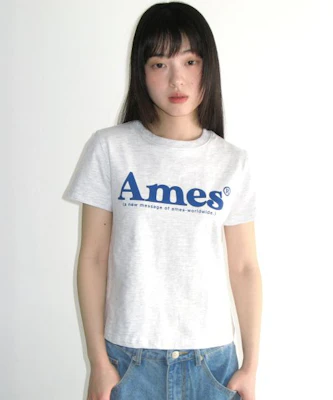 (Women) AMES WORLDWIDE Basic Logo T-Shirt Grey AM2DMUT511AGR Cheap (Women) AMES WORLDWIDE Basic Logo T-Shirt Grey AM2DMUT511AGR