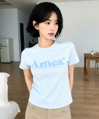 (Women) AMES WORLDWIDE Basic Logo T-Shirt Sky Blue AM2EMUT510ASB Buy (Women) AMES WORLDWIDE Basic Logo T-Shirt Sky Blue AM2EMUT510ASB
