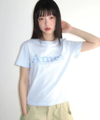 (Women) AMES WORLDWIDE Basic Logo T-Shirt Sky Blue AM2EMUT510ASB Details for (Women) AMES WORLDWIDE Basic Logo T-Shirt Sky Blue AM2EMUT510ASB