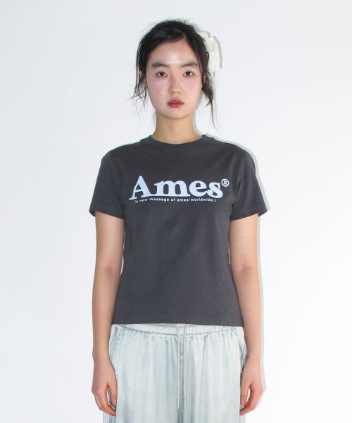 Order (Women) AMES WORLDWIDE Basic Logo Tee Charcoal AM2EMUT510ACH