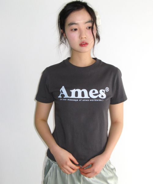 Cheap (Women) AMES WORLDWIDE Basic Logo Tee Charcoal AM2EMUT510ACH