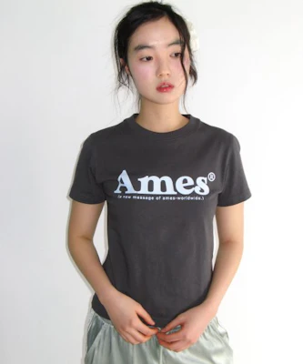 (Women) AMES WORLDWIDE Basic Logo Tee Charcoal AM2EMUT510ACH Cheap (Women) AMES WORLDWIDE Basic Logo Tee Charcoal AM2EMUT510ACH