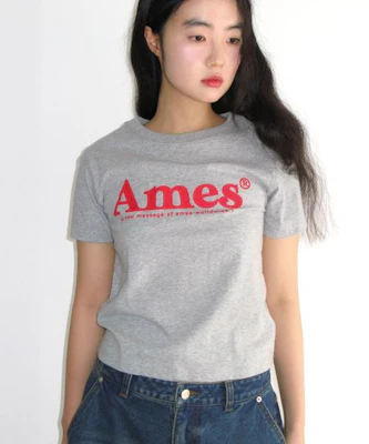 (Women) AMES WORLDWIDE Basic Logo Tee Grey AM2EMUT510AGR 3
