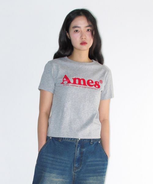Cheap (Women) AMES WORLDWIDE Basic Logo Tee Grey AM2EMUT510AGR