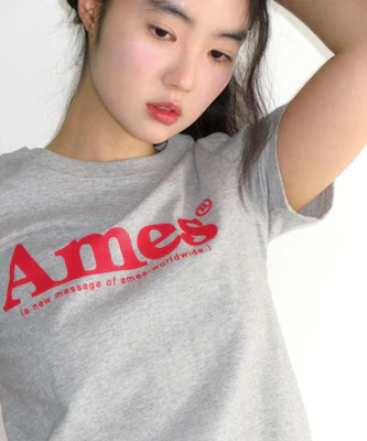 (Women) AMES WORLDWIDE Basic Logo Tee Grey AM2EMUT510AGR 2