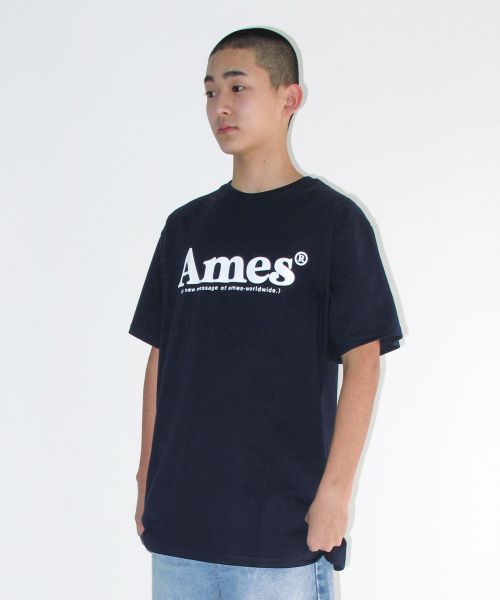 Sizing (Women) AMES WORLDWIDE Basic Logo Tee Navy (White Logo) AM2EMUT510ANW