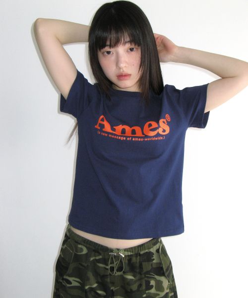 (Women) AMES WORLDWIDE Basic Logo Tee Navy AM2EMUT510ANV