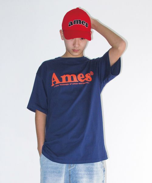 Sizing (Women) AMES WORLDWIDE Basic Logo Tee Navy AM2EMUT510ANV