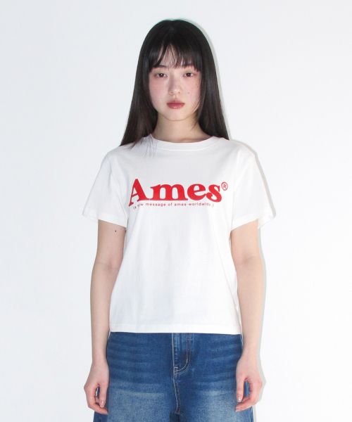 Shop (Women) AMES WORLDWIDE Basic Logo Tee White AM2EMUT510AWH