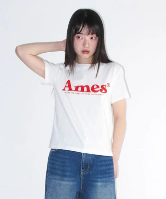 (Women) AMES WORLDWIDE Basic Logo Tee White AM2EMUT510AWH Cheap (Women) AMES WORLDWIDE Basic Logo Tee White AM2EMUT510AWH