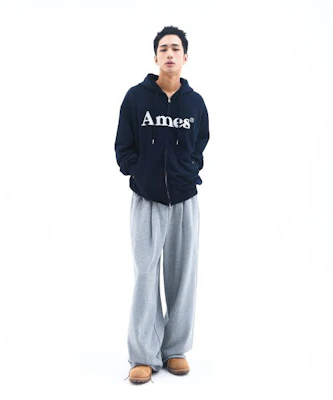 (Women) AMES WORLDWIDE Basic Logo Zip-Up Hoodie Navy AM2EFUM481ANV 3