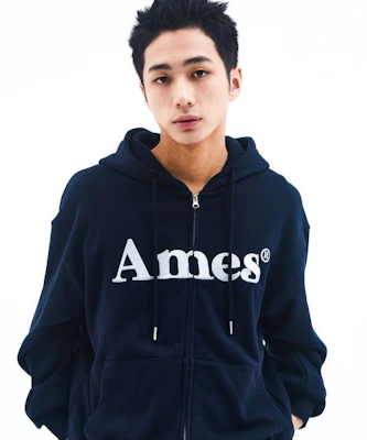 (Women) AMES WORLDWIDE Basic Logo Zip-Up Hoodie Navy AM2EFUM481ANV 5