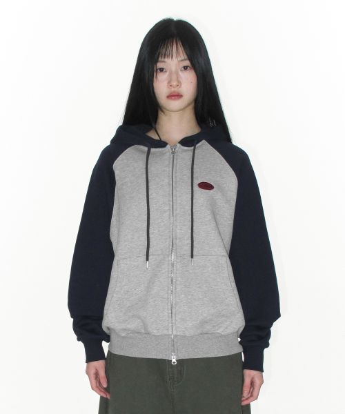 Order (Women) AMES WORLDWIDE Circle Logo Navy Raglan Zip-Up Hoodie AM2GSUM485ANV