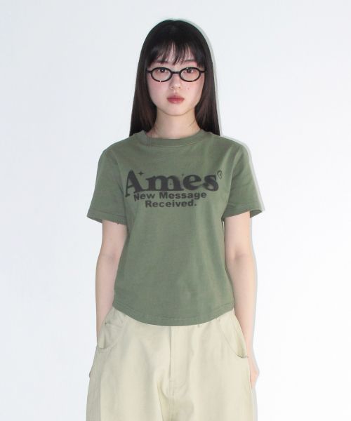 Order (Women) AMES WORLDWIDE Khaki Round Hem Crop Tee AM2EMUT520AKH