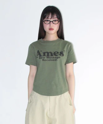 (Women) AMES WORLDWIDE Khaki Round Hem Crop Tee AM2EMUT520AKH Order (Women) AMES WORLDWIDE Khaki Round Hem Crop Tee AM2EMUT520AKH