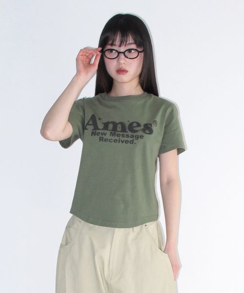 Shop (Women) AMES WORLDWIDE Khaki Round Hem Crop Tee AM2EMUT520AKH