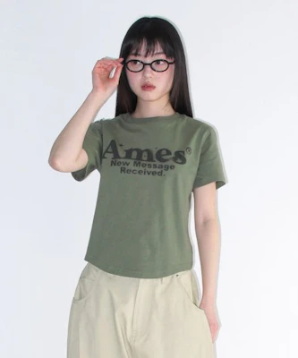 (Women) AMES WORLDWIDE Khaki Round Hem Crop Tee AM2EMUT520AKH Shop (Women) AMES WORLDWIDE Khaki Round Hem Crop Tee AM2EMUT520AKH