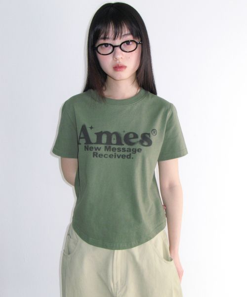 Purchase (Women) AMES WORLDWIDE Khaki Round Hem Crop Tee AM2EMUT520AKH