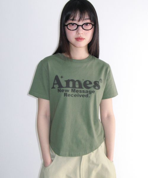 Sizing (Women) AMES WORLDWIDE Khaki Round Hem Crop Tee AM2EMUT520AKH