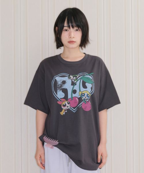 Order (Women) Ames Worldwide PPG Heart Cherry Tee Charcoal T-Shirt AM2GMUT518ACH