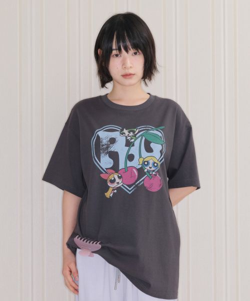 Shop (Women) Ames Worldwide PPG Heart Cherry Tee Charcoal T-Shirt AM2GMUT518ACH