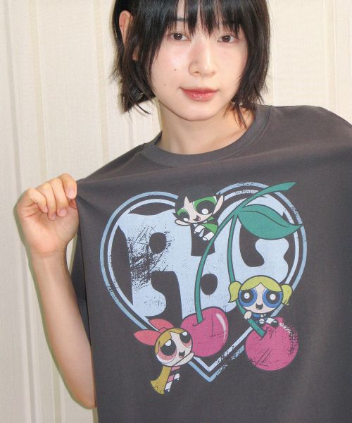 Sizing (Women) Ames Worldwide PPG Heart Cherry Tee Charcoal T-Shirt AM2GMUT518ACH
