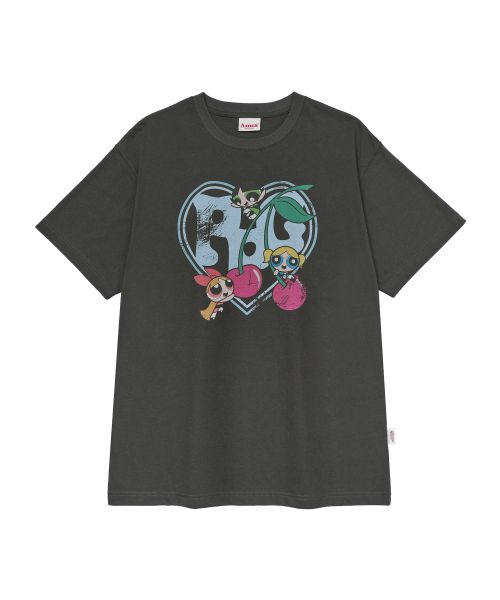 Cheap (Women) Ames Worldwide PPG Heart Cherry Tee Charcoal T-Shirt AM2GMUT518ACH