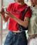 Order (Women) AMES WORLDWIDE Red Round Hem Crop Tee AM2EMUT520ARE