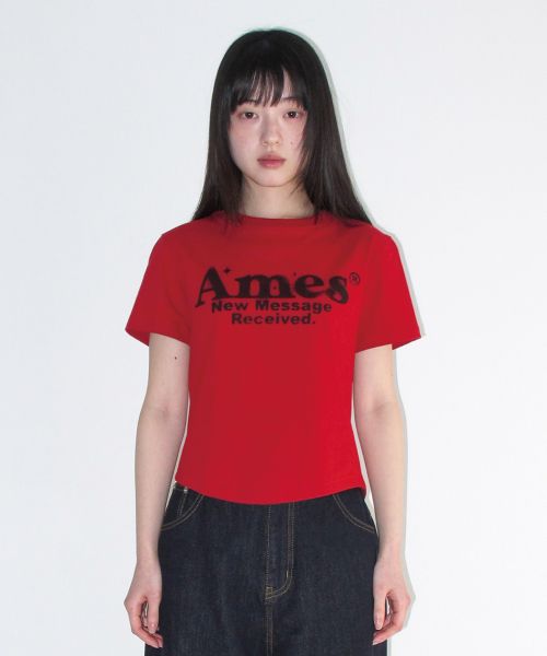 Lookbook (Women) AMES WORLDWIDE Red Round Hem Crop Tee AM2EMUT520ARE