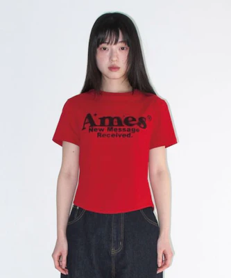 (Women) AMES WORLDWIDE Red Round Hem Crop Tee AM2EMUT520ARE Lookbook (Women) AMES WORLDWIDE Red Round Hem Crop Tee AM2EMUT520ARE