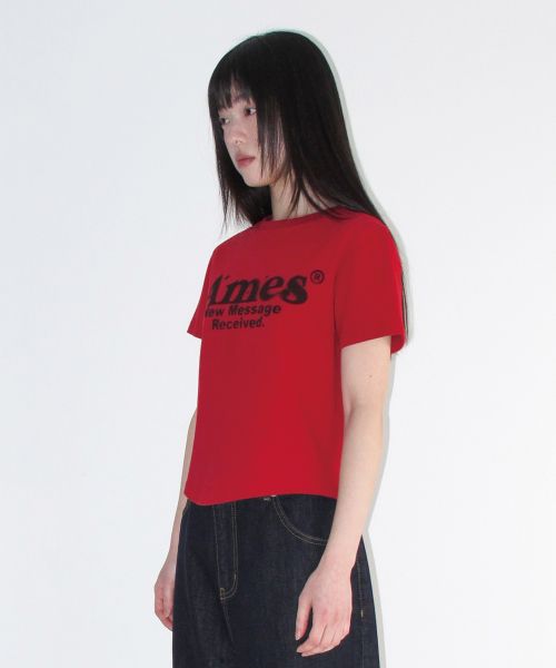 Shop (Women) AMES WORLDWIDE Red Round Hem Crop Tee AM2EMUT520ARE