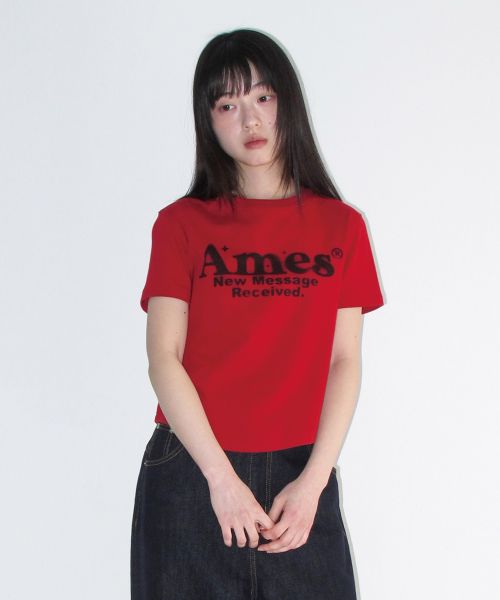 Purchase (Women) AMES WORLDWIDE Red Round Hem Crop Tee AM2EMUT520ARE