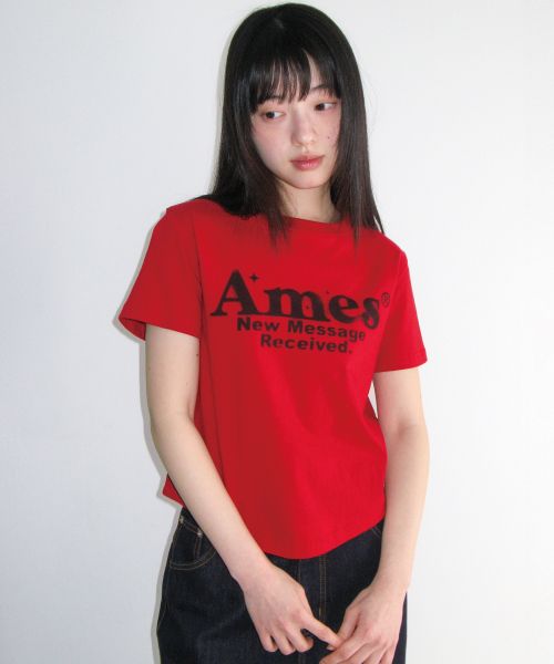 Sizing (Women) AMES WORLDWIDE Red Round Hem Crop Tee AM2EMUT520ARE