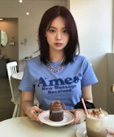 (Women) AMES WORLDWIDE Round Hem Crop Tee Blue AM2EMUT520ABL (Women) AMES WORLDWIDE Round Hem Crop Tee Blue AM2EMUT520ABL