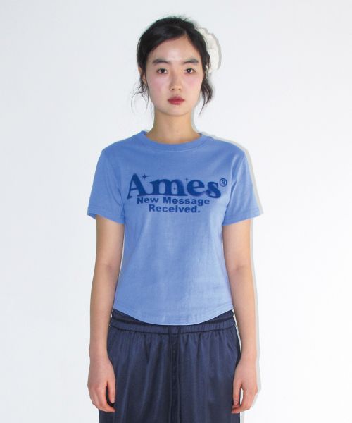 Order (Women) AMES WORLDWIDE Round Hem Crop Tee Blue AM2EMUT520ABL