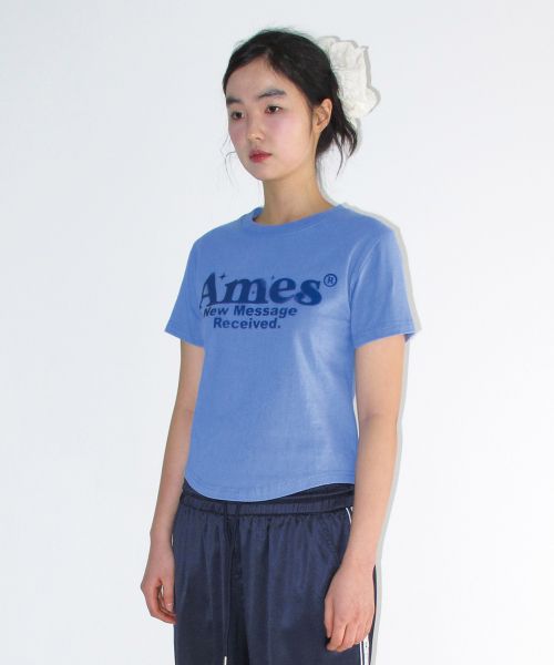Lookbook (Women) AMES WORLDWIDE Round Hem Crop Tee Blue AM2EMUT520ABL
