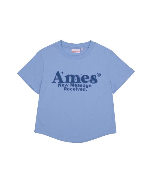 Sizing (Women) AMES WORLDWIDE Round Hem Crop Tee Blue AM2EMUT520ABL