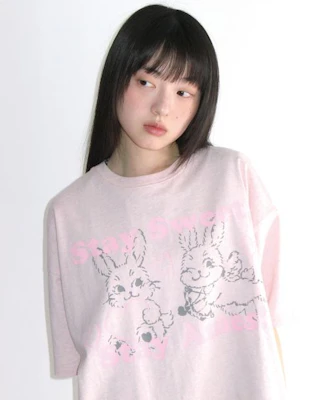 (Women) AMES WORLDWIDE Sweet Rabbit Pink T-Shirt AM2GMUT515APK Details for (Women) AMES WORLDWIDE Sweet Rabbit Pink T-Shirt AM2GMUT515APK