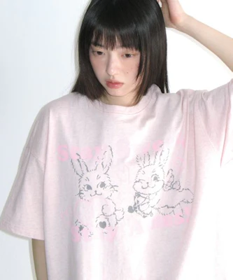 (Women) AMES WORLDWIDE Sweet Rabbit Pink T-Shirt AM2GMUT515APK Sizing (Women) AMES WORLDWIDE Sweet Rabbit Pink T-Shirt AM2GMUT515APK