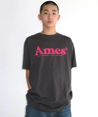 (Women) AMES WORLDWIDE Unisex Basic Logo T-Shirt Charcoal AM2DMUT511ACH 3