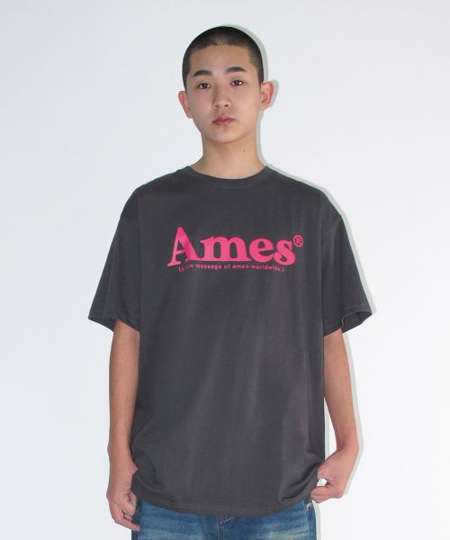 Lookbook (Women) AMES WORLDWIDE Unisex Basic Logo T-Shirt Charcoal AM2DMUT511ACH