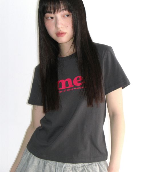 Cheap (Women) AMES WORLDWIDE Unisex Basic Logo T-Shirt Charcoal AM2DMUT511ACH